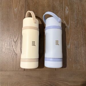 Kids Insulated Water Bottles - Cream and Light Blue